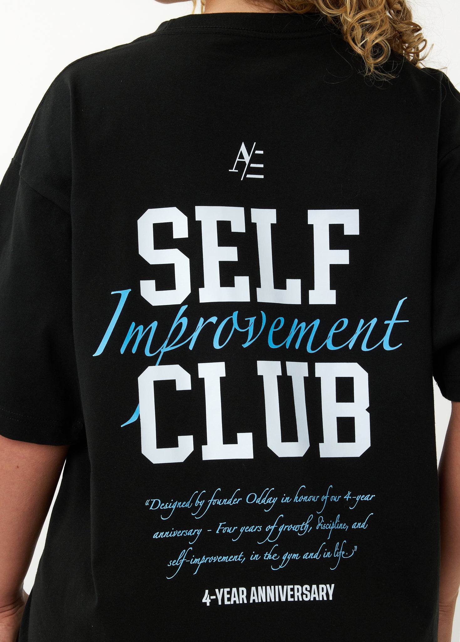 Oversized T Shirt Black Blue 4 Year Anniversary