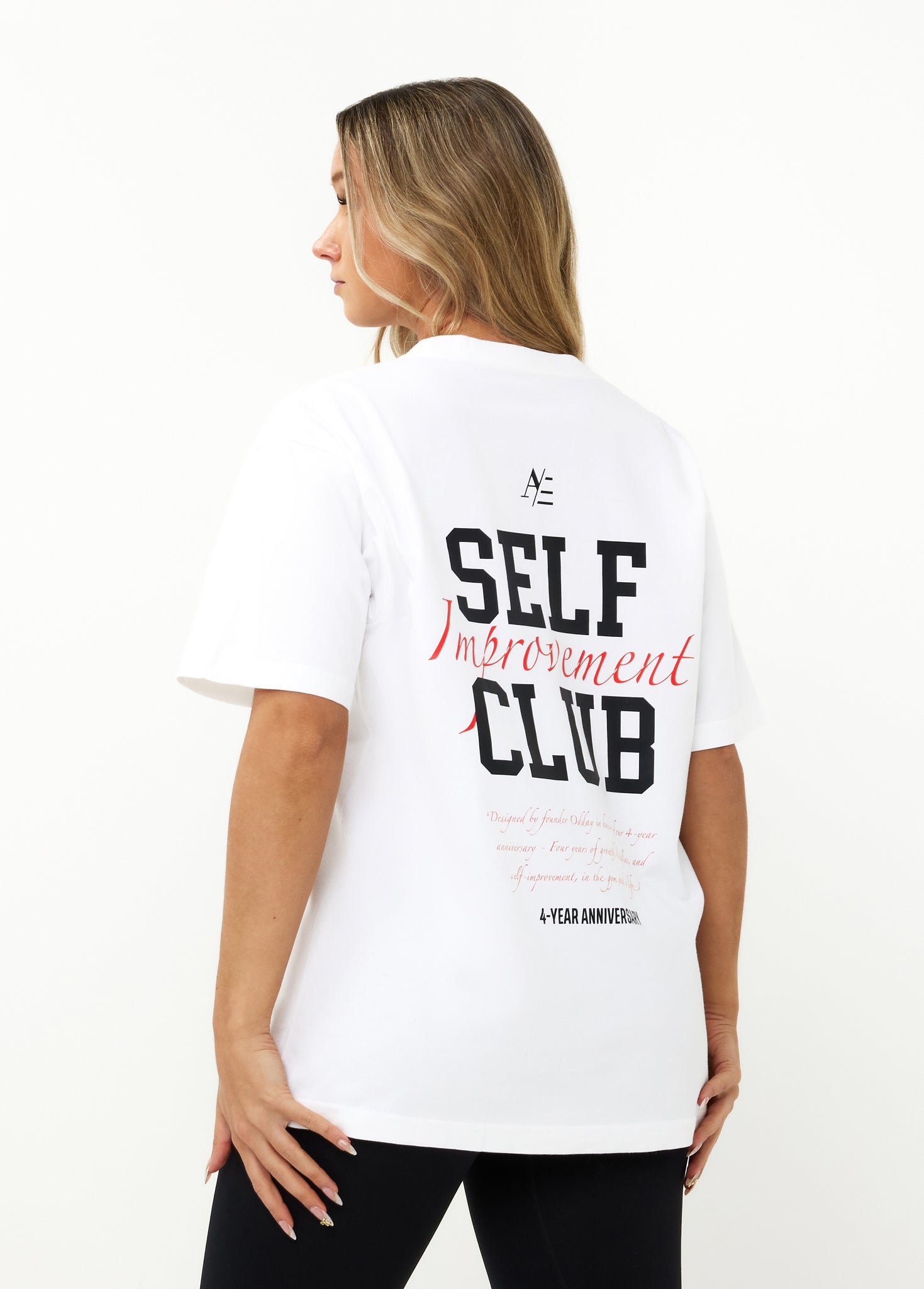 Oversized T Shirt White Red 4 Year Anniversary